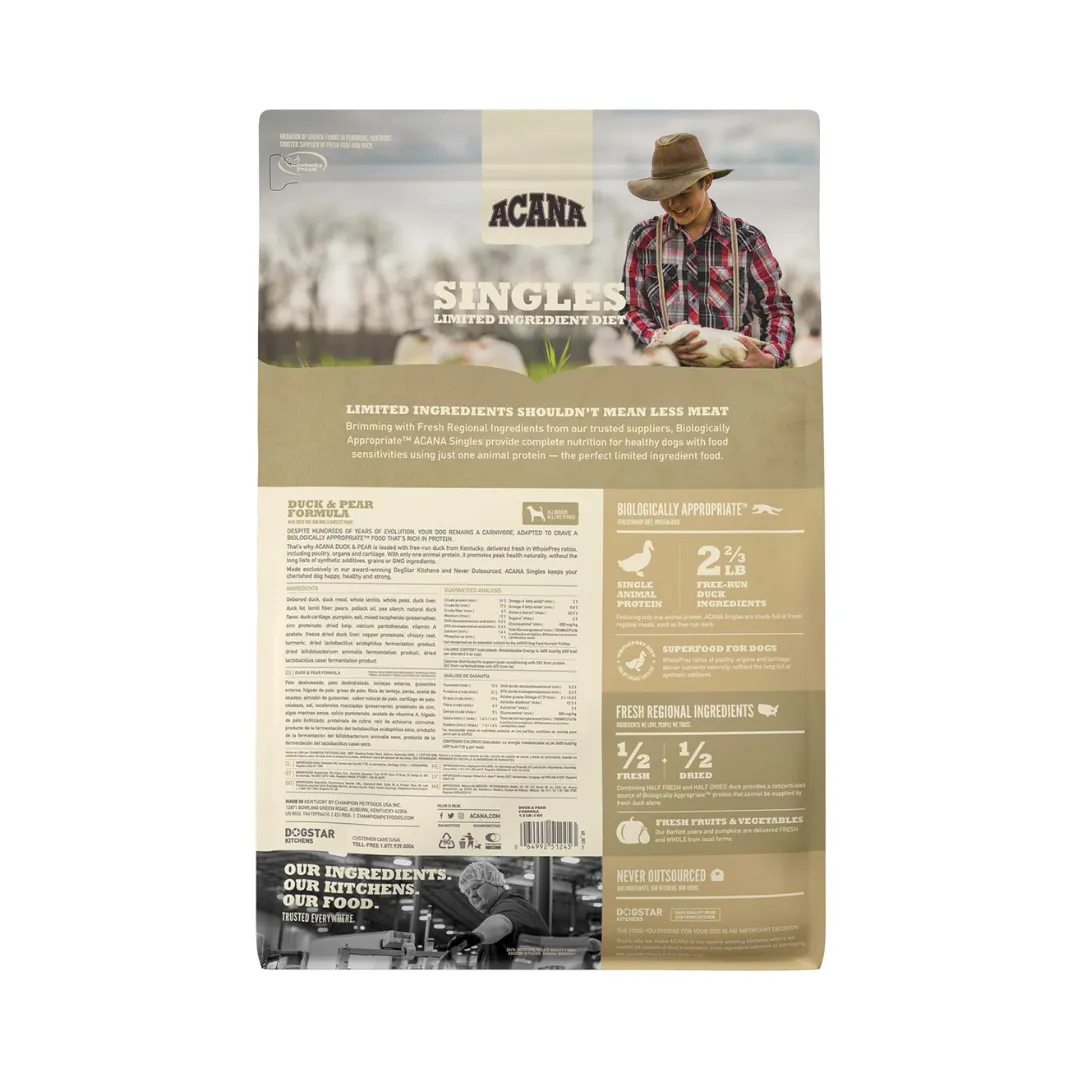 Acana Singles Limited Duck Pear Recipe Dry Dog Food