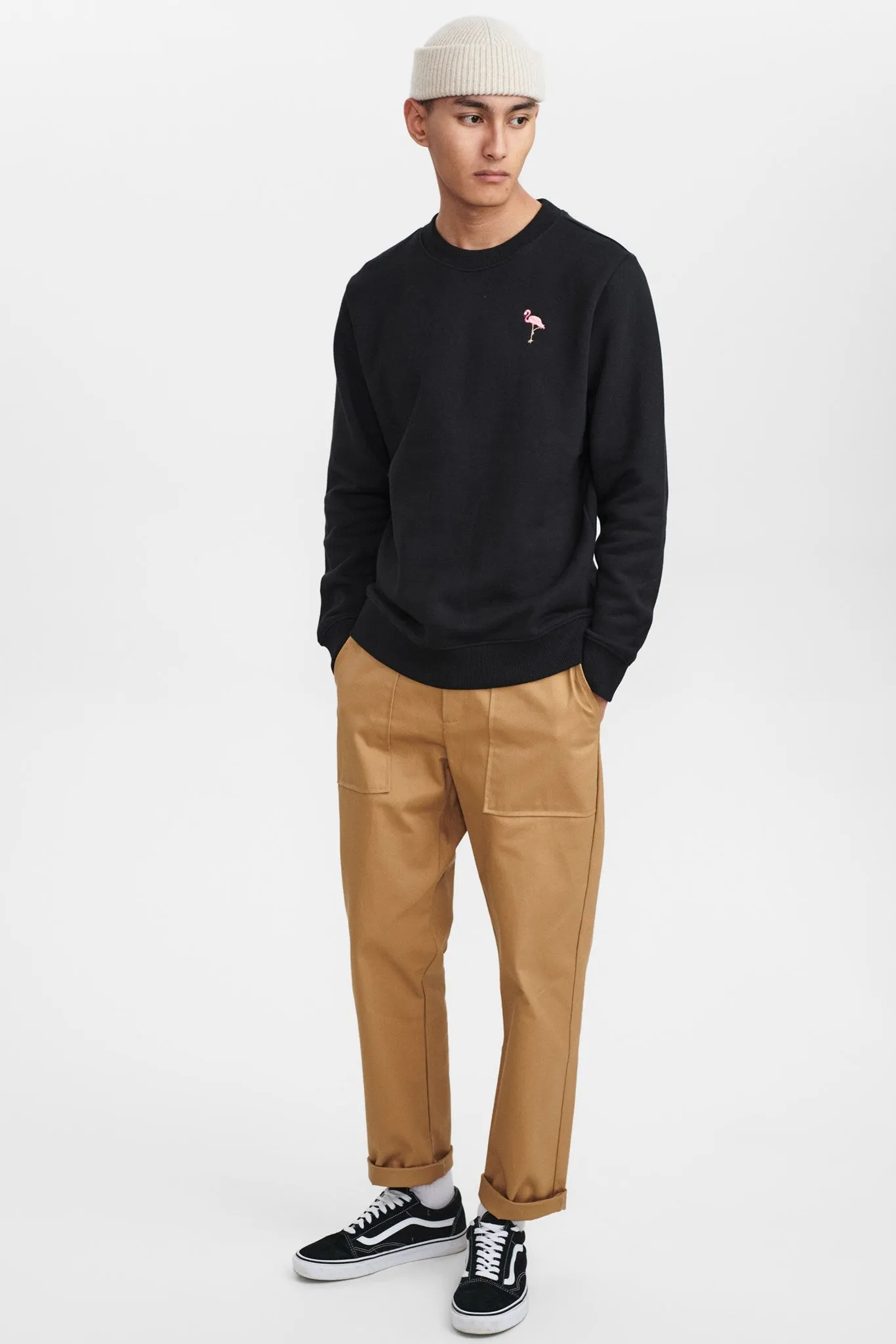 AKALLEN EMBROIDERY SWEAT - Brown Rice