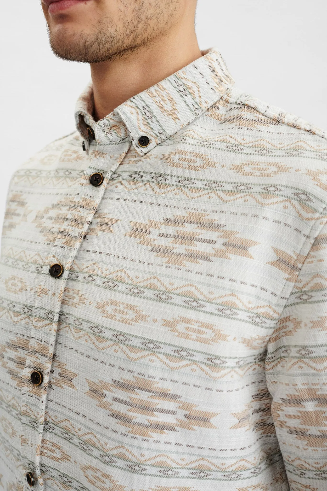 AKKONRAD JACQARD SHIRT - Brown Rice
