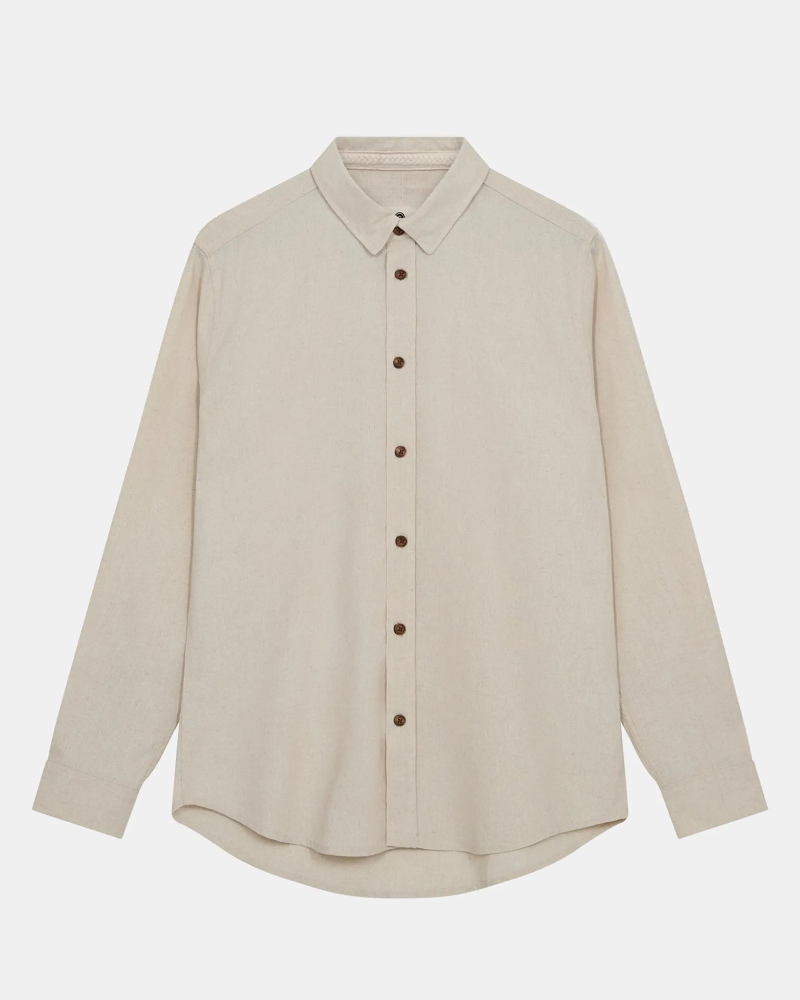 AKLEIF L/S COT/LINEN SHIRT - Brown Rice