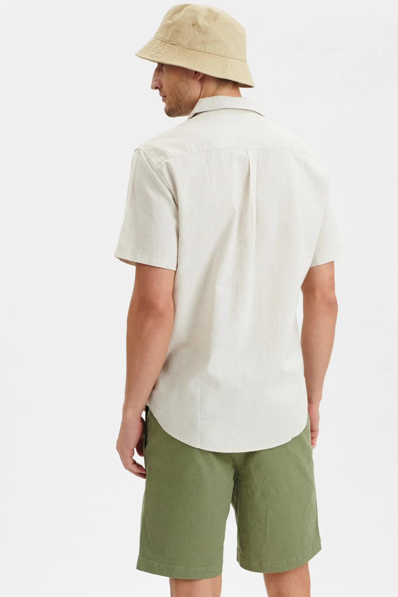 AKLEO COT/LINEN SS SHIRT - Brown Rice