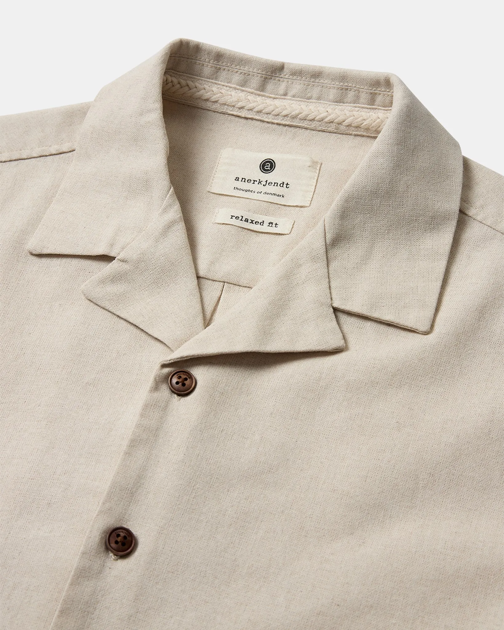 AKLEO S/S COT/LINEN SHIRT - Brown Rice
