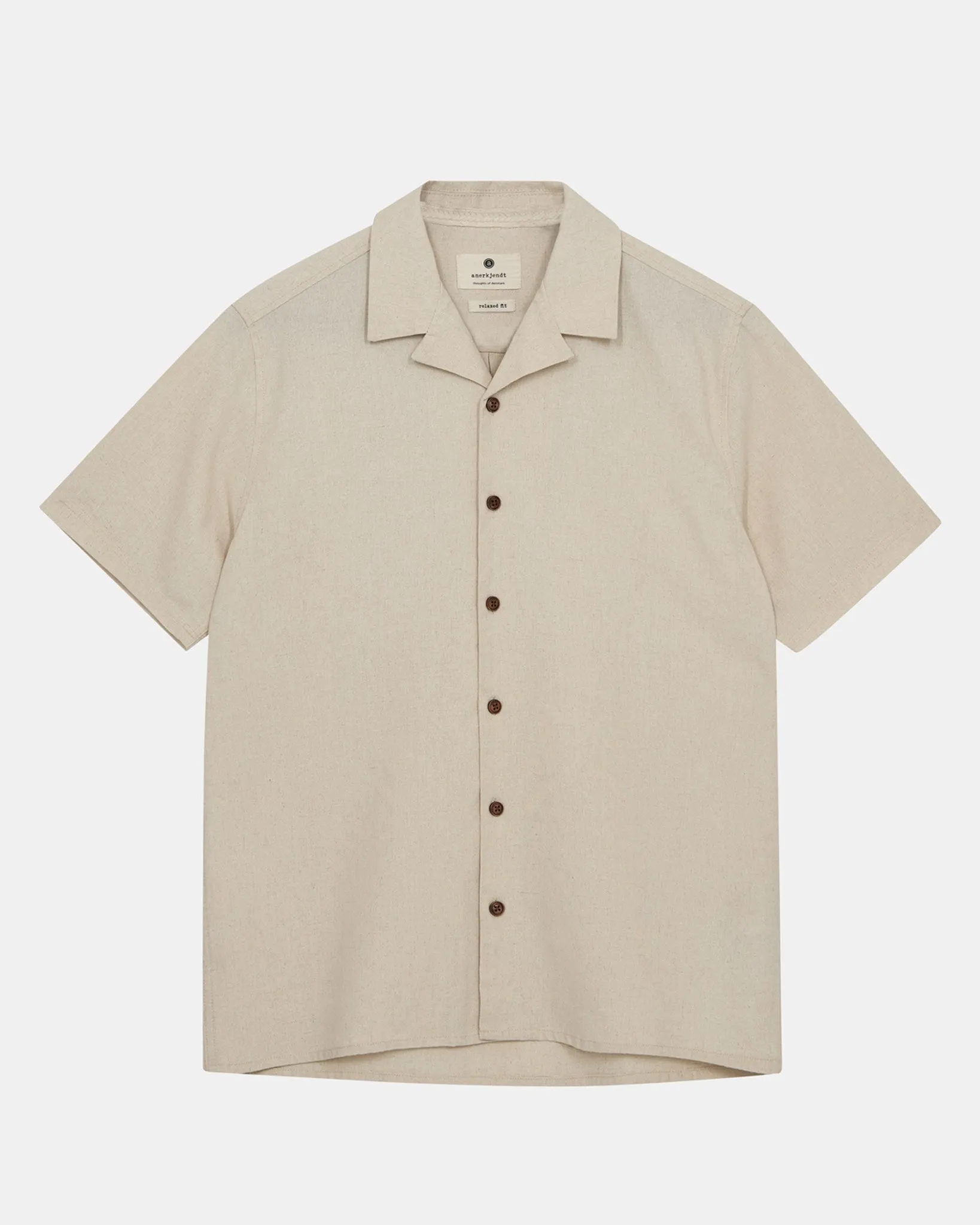AKLEO S/S COT/LINEN SHIRT - Brown Rice
