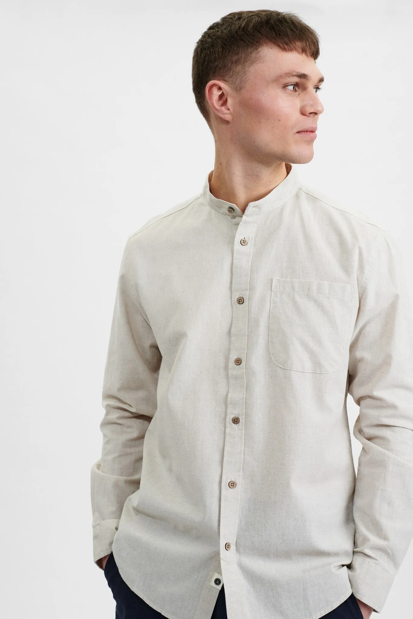 AKLUKAS COT/LINEN SHIRT - Brown Rice