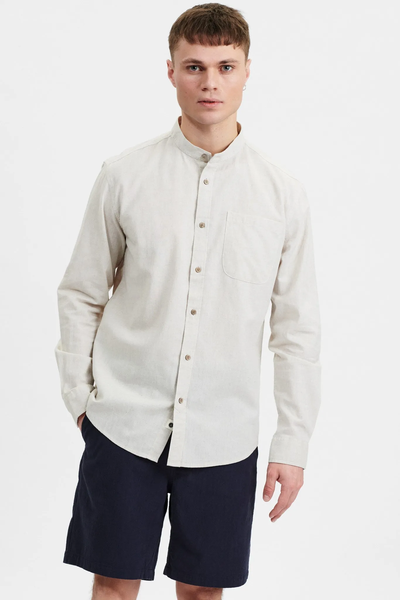 AKLUKAS COT/LINEN SHIRT - Brown Rice