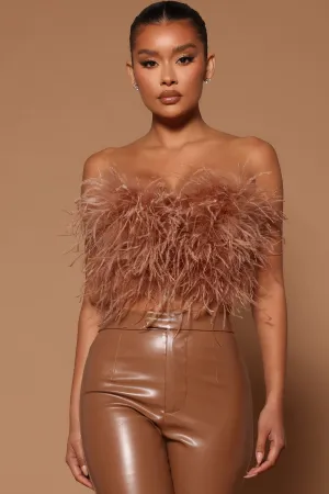 Asalia Feathered Top - Mocha