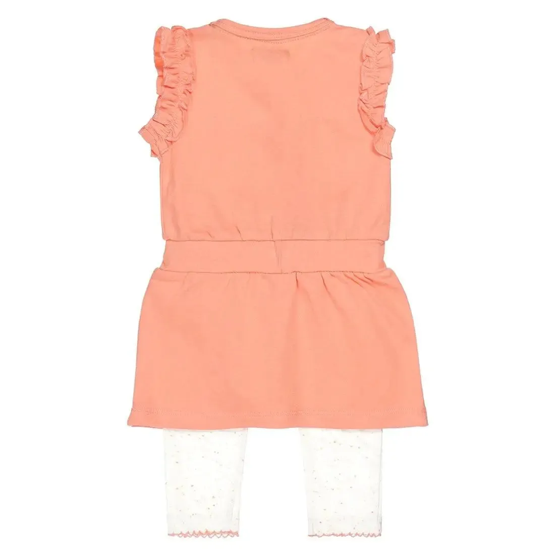 Baby Girls Set Dress Salmon Pink With White Legging | Dirkje