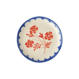 Ceramic Cake Plate with Hand Painted Vintage Flower