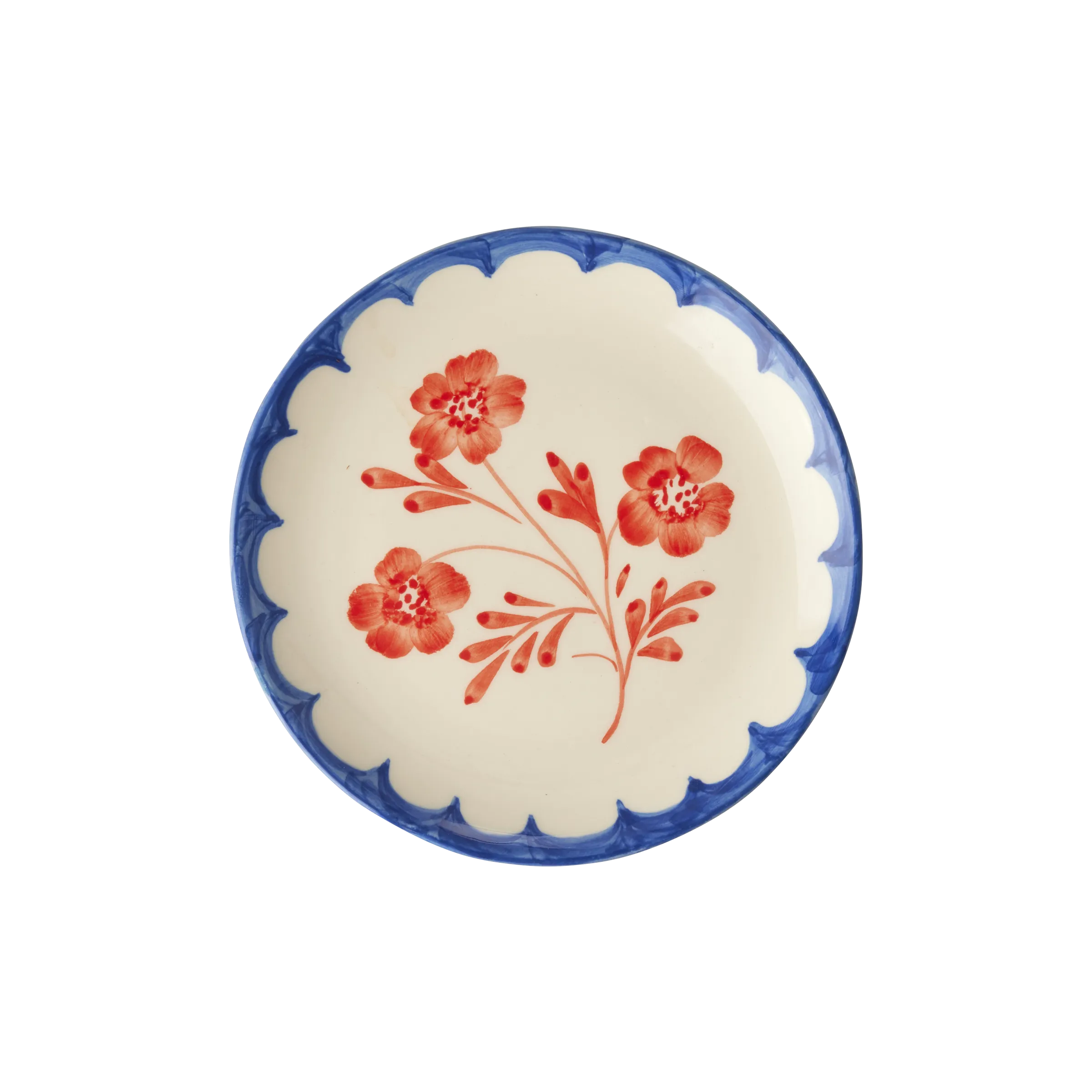 Ceramic Cake Plate with Hand Painted Vintage Flower