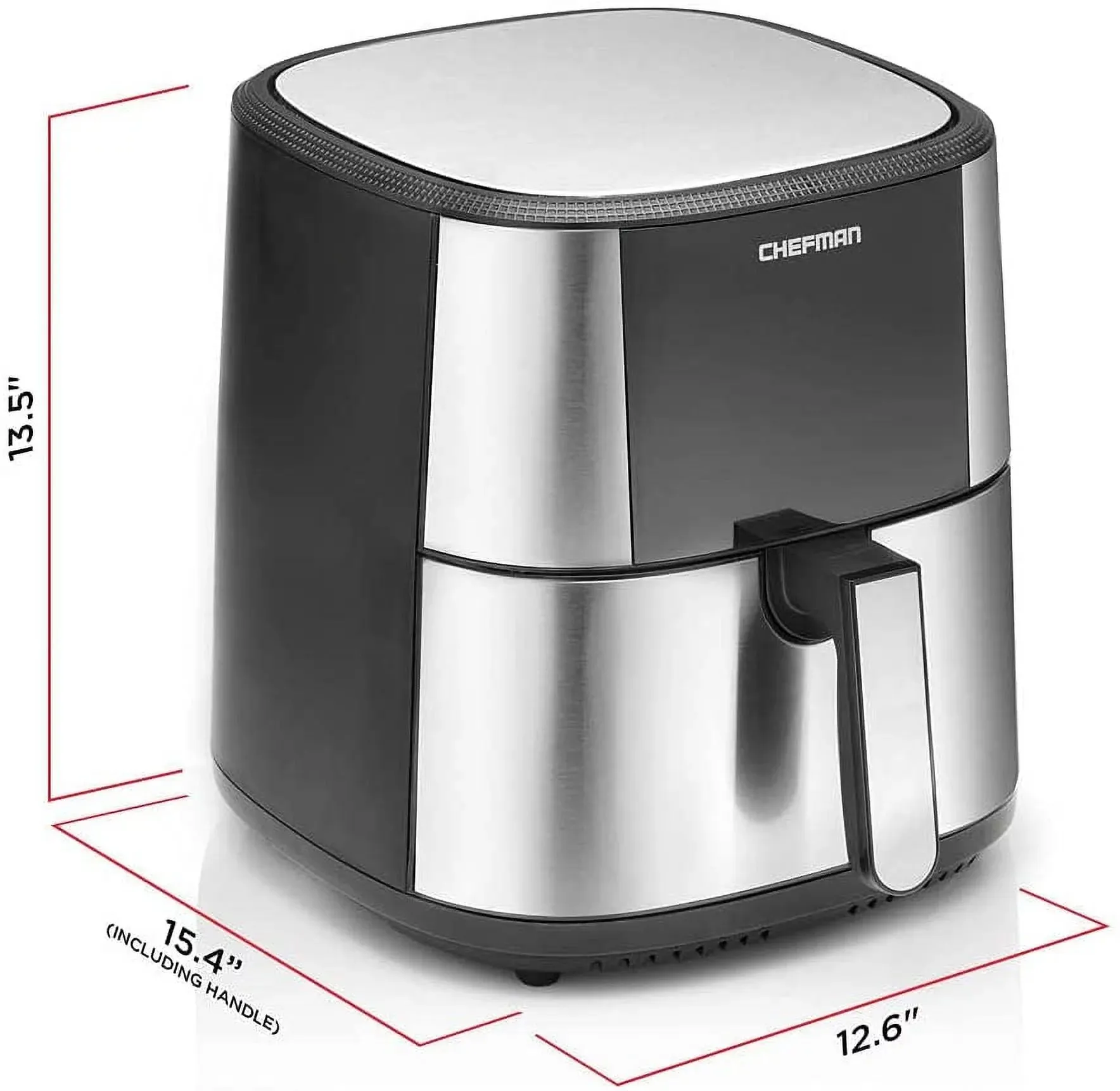 Chefman Turbofry Air Fryer with Basket Divider, 8 Qt Capacity - Stainless Steel, New