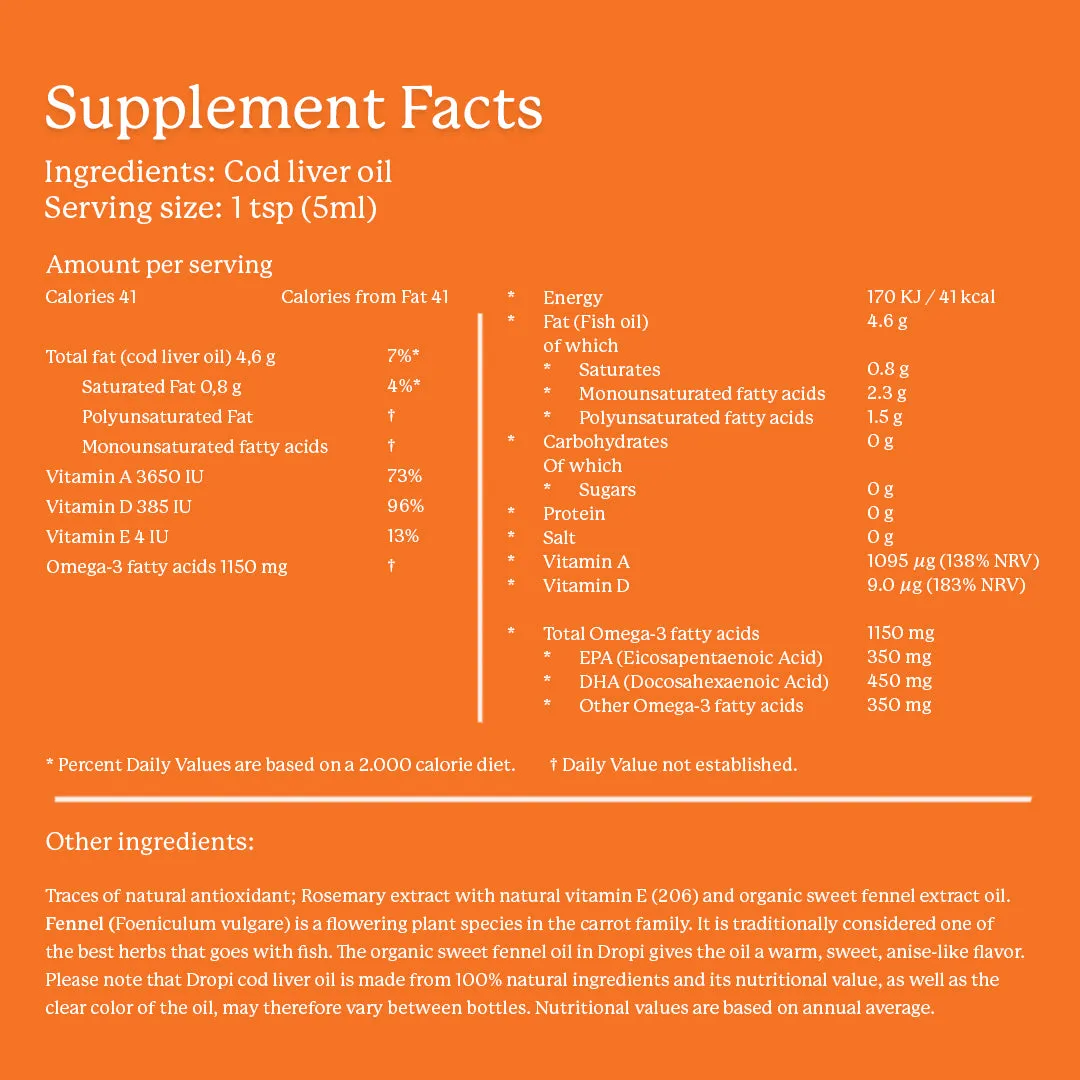 Dropi 220ml Fennel Cod Liver Oil