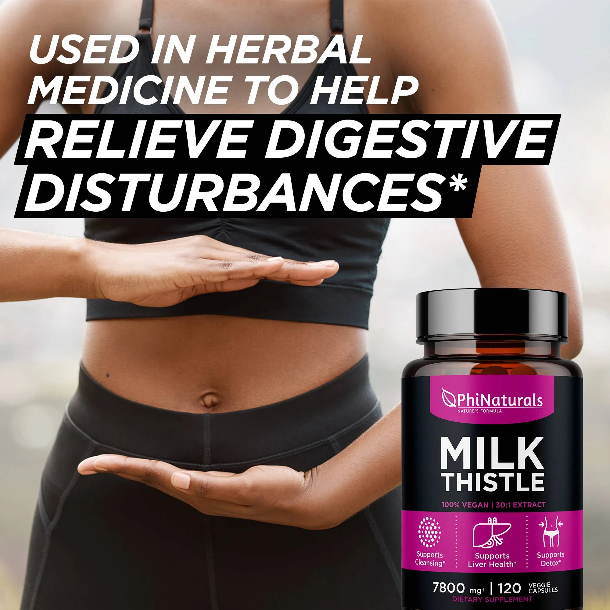 Excel Nutritionals LLC DBA Phi Naturals - Milk Thistle Silymarin 30x Extract Supplement: 1-Pack