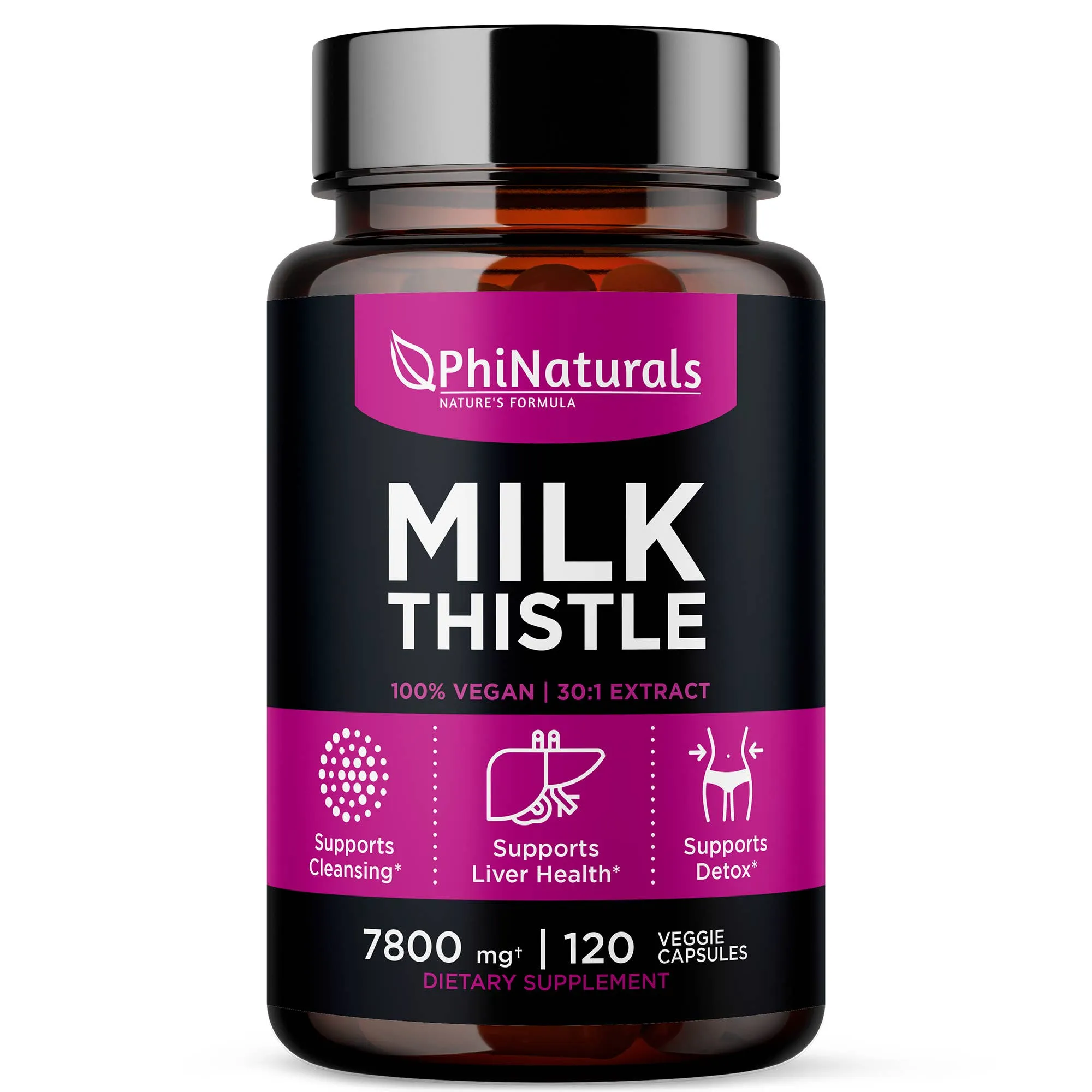 Excel Nutritionals LLC DBA Phi Naturals - Milk Thistle Silymarin 30x Extract Supplement: 1-Pack