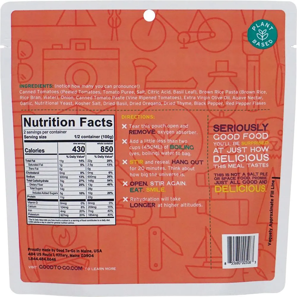 Good To-Go Classic Marinara with Pasta 3.5oz