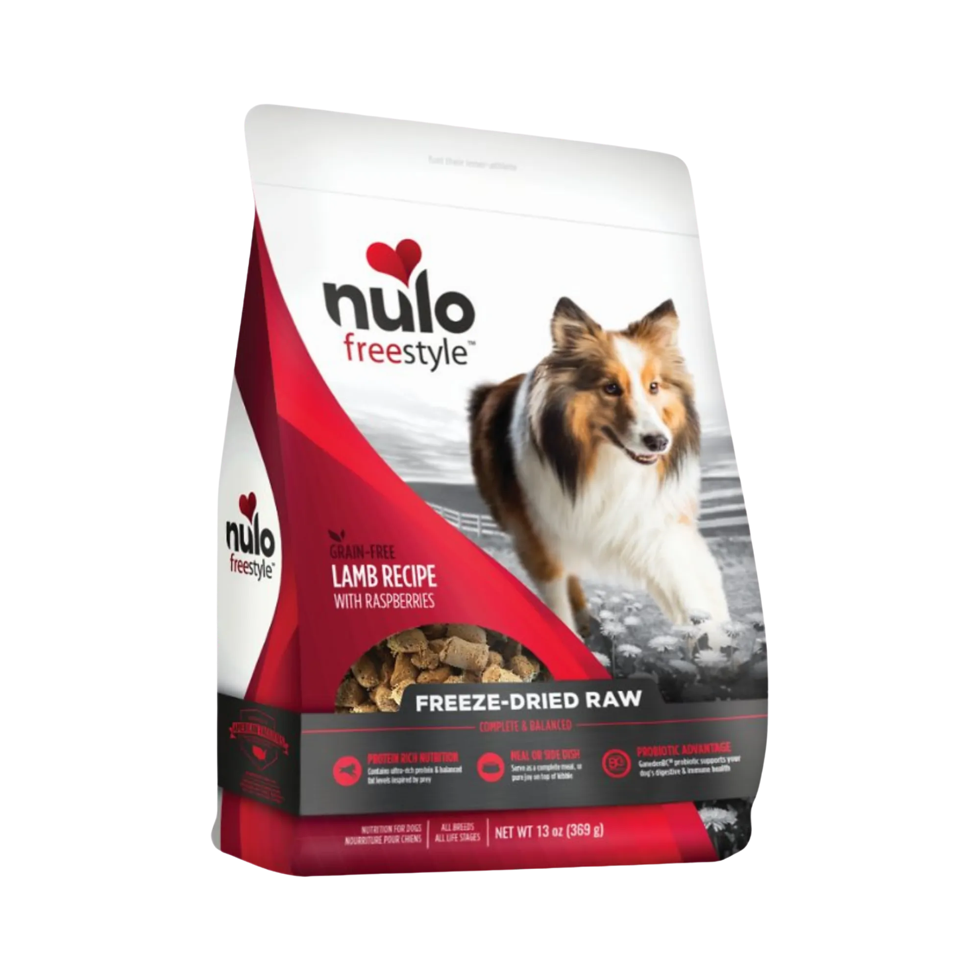 Premium Nulo Freestyle Grain-Free Lamb with Raspberries Freeze-Dried Dog Food