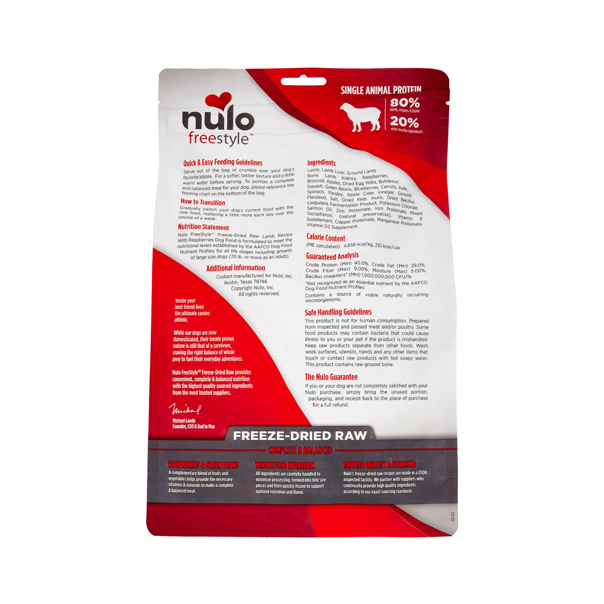 Premium Nulo Freestyle Grain-Free Lamb with Raspberries Freeze-Dried Dog Food