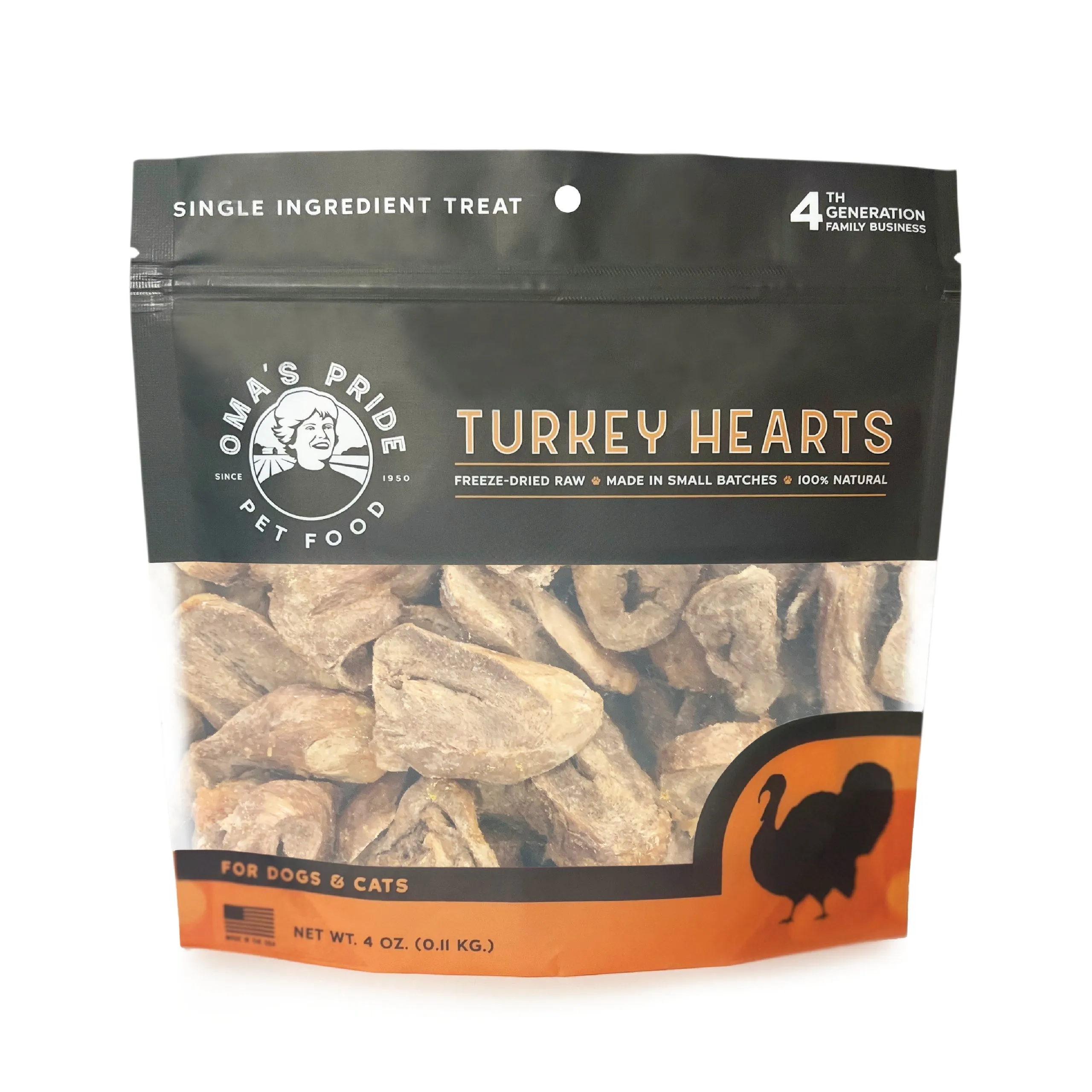 Oma's Pride Freeze-Dried Sliced Turkey Hearts for Dogs and Cats