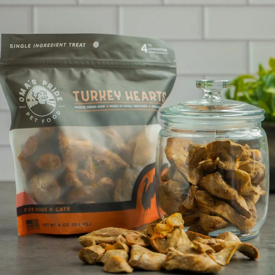 Oma's Pride Freeze-Dried Sliced Turkey Hearts for Dogs and Cats
