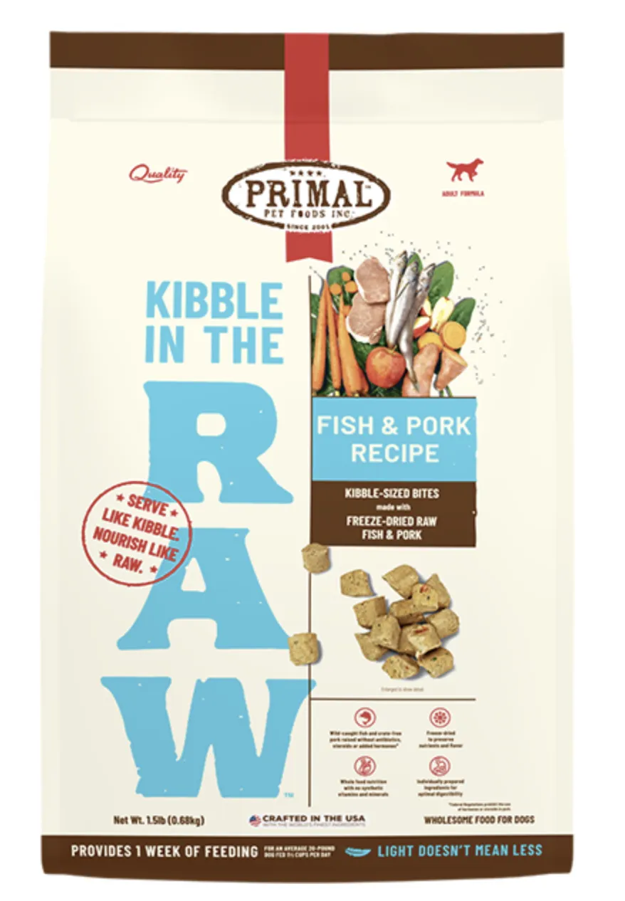 Primal Dog Kibble in the Raw Fish & Pork