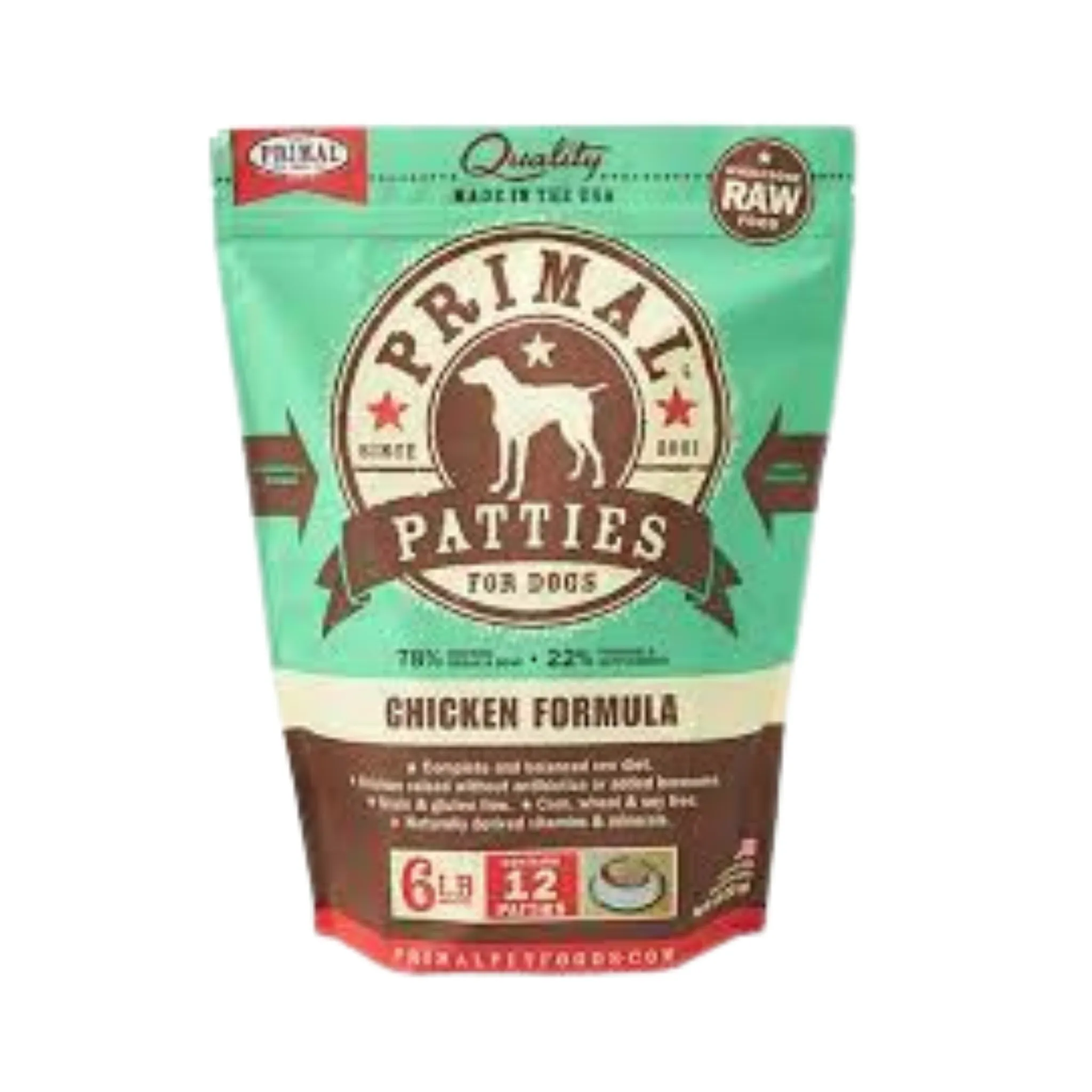 Primal Frozen Raw Dog Food- Chicken Pattie