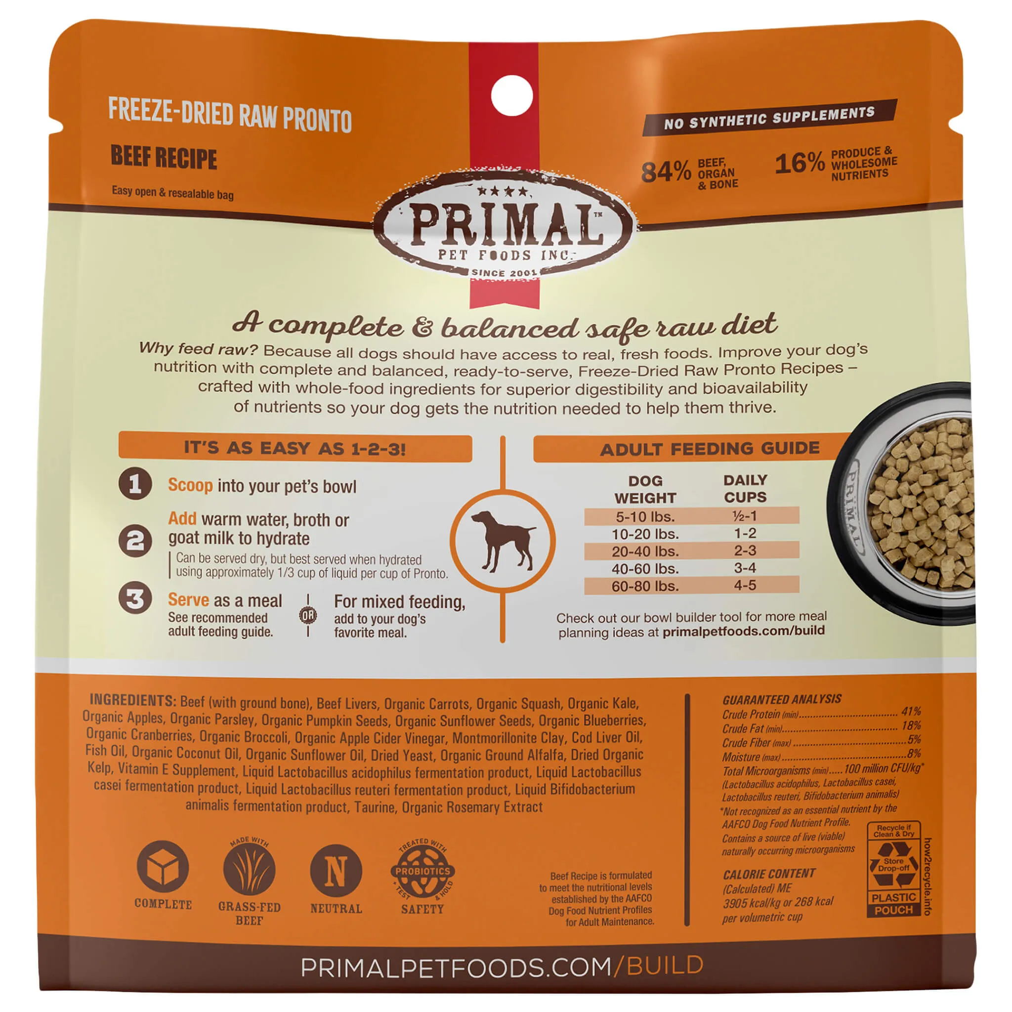 Primal Pet Foods Pronto Freeze-Dried Raw Dog Food