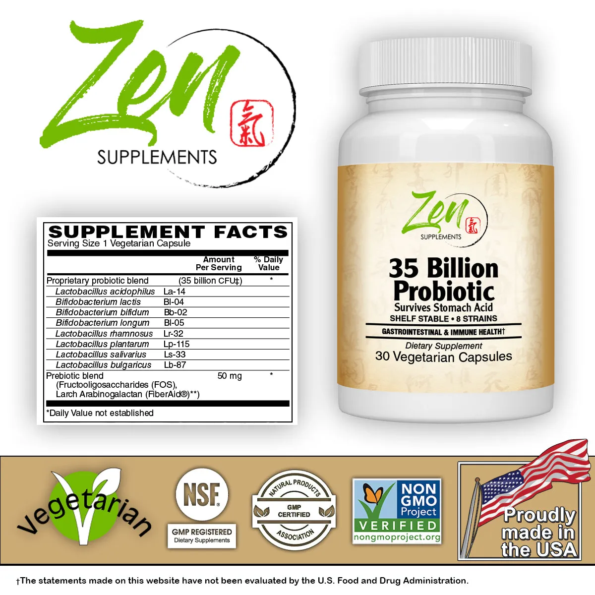 Probiotic with 35 Billion CFU and 8 Strains - 30 Vegcaps