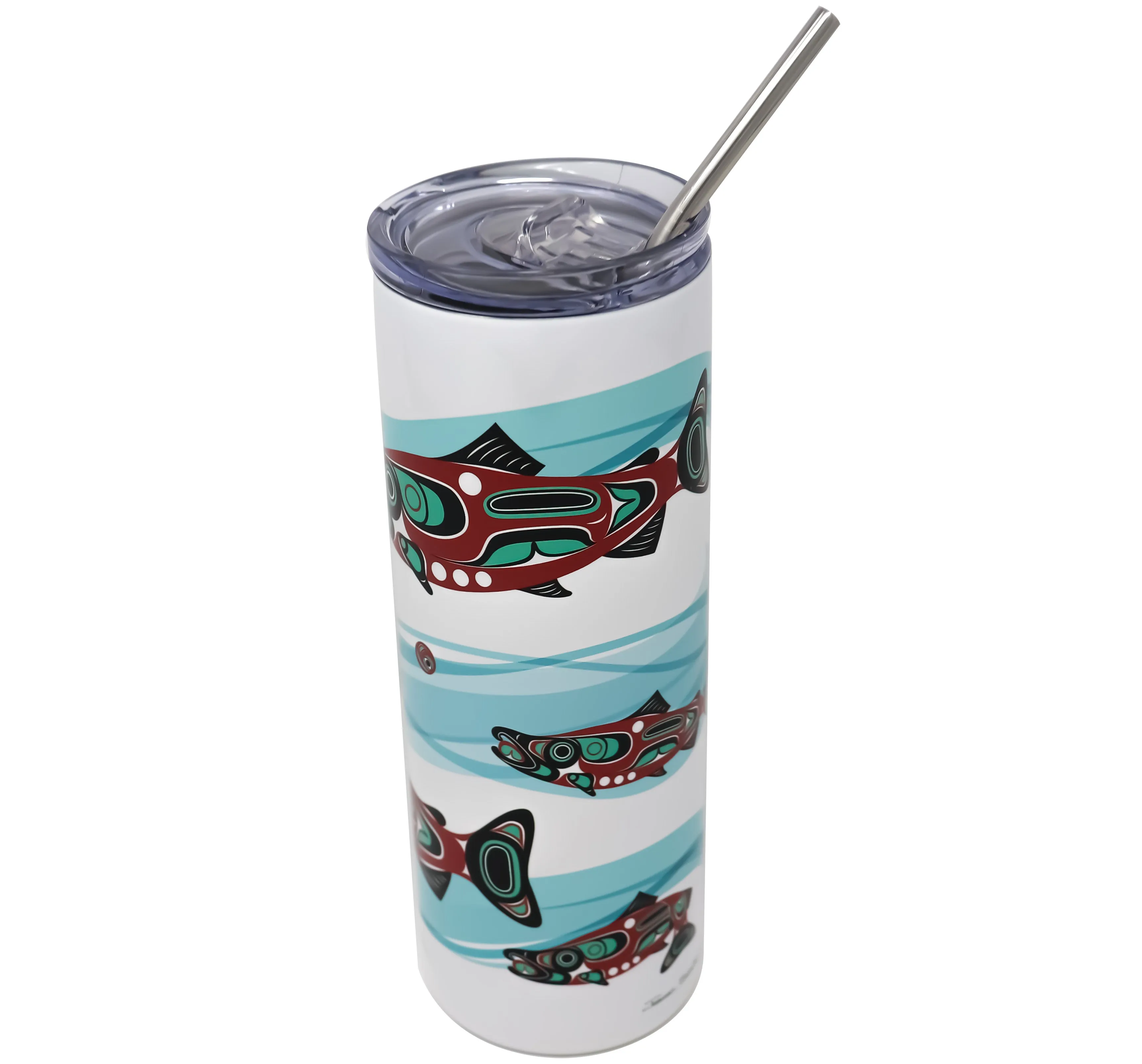 Salmon Run Formline Tumbler w/ Straw