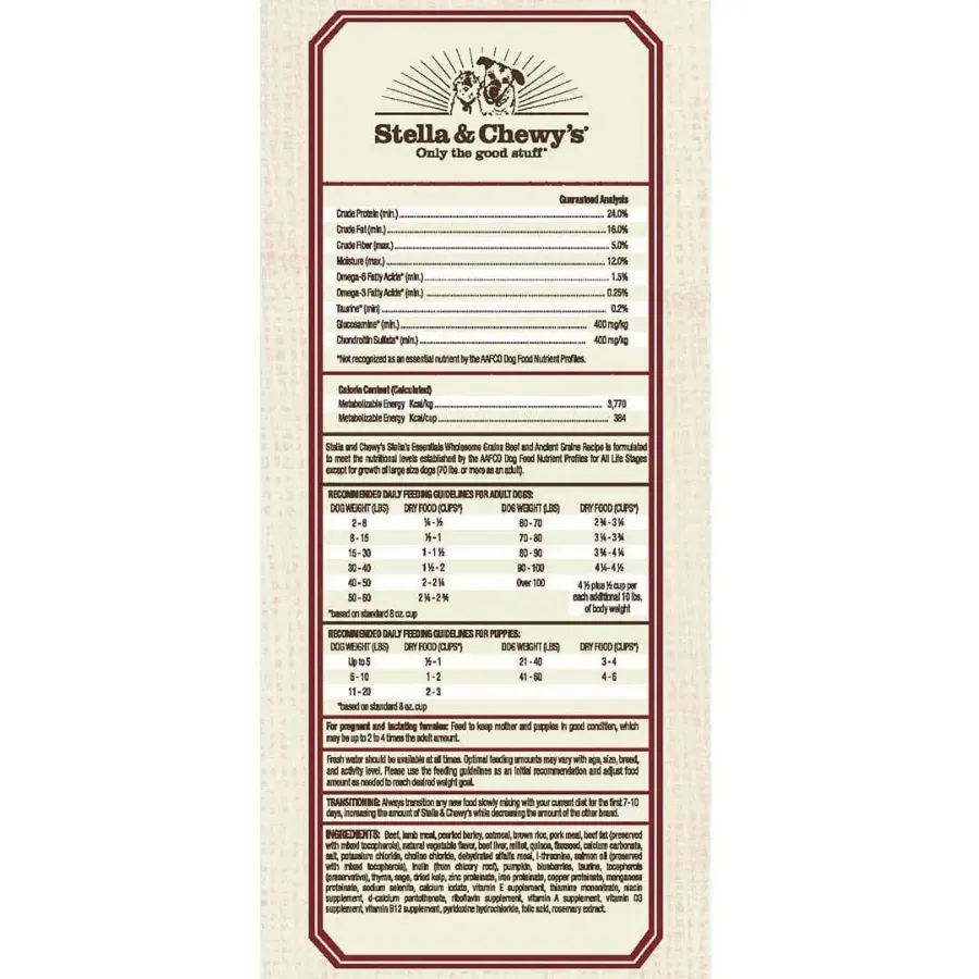 Stella & Chewy's Essentials Grass-Fed Beef & Ancient Grains Recipe Dog Food