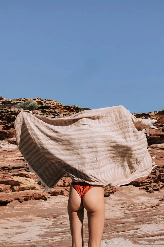 Stripe Turkish Towel - Brown