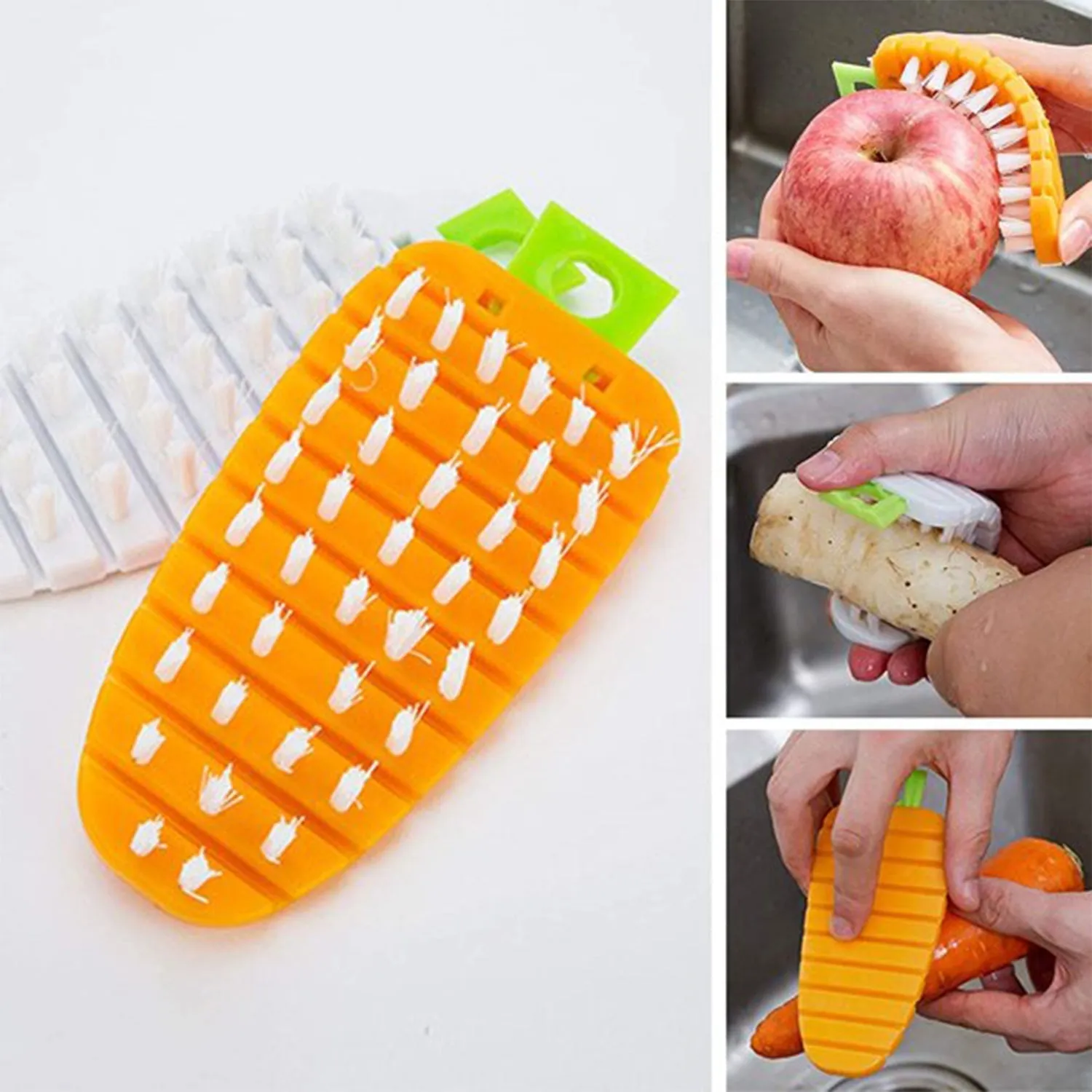 Vegetable Scrubbing Brush, Vegetable Scrubber NonToxic Fruit Brush Carrot Shape Vegetable Brush for Potato for Vegetable