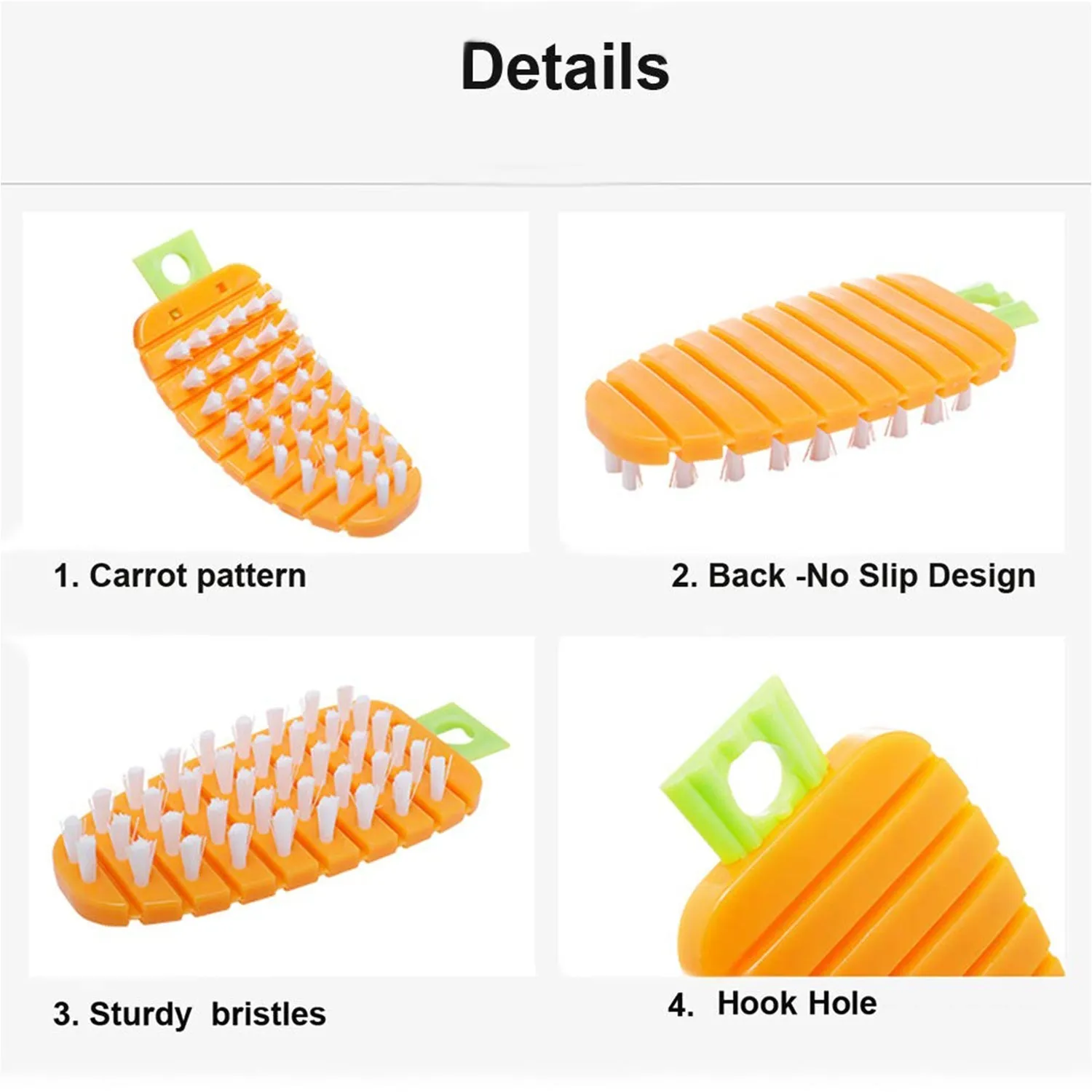 Vegetable Scrubbing Brush, Vegetable Scrubber NonToxic Fruit Brush Carrot Shape Vegetable Brush for Potato for Vegetable