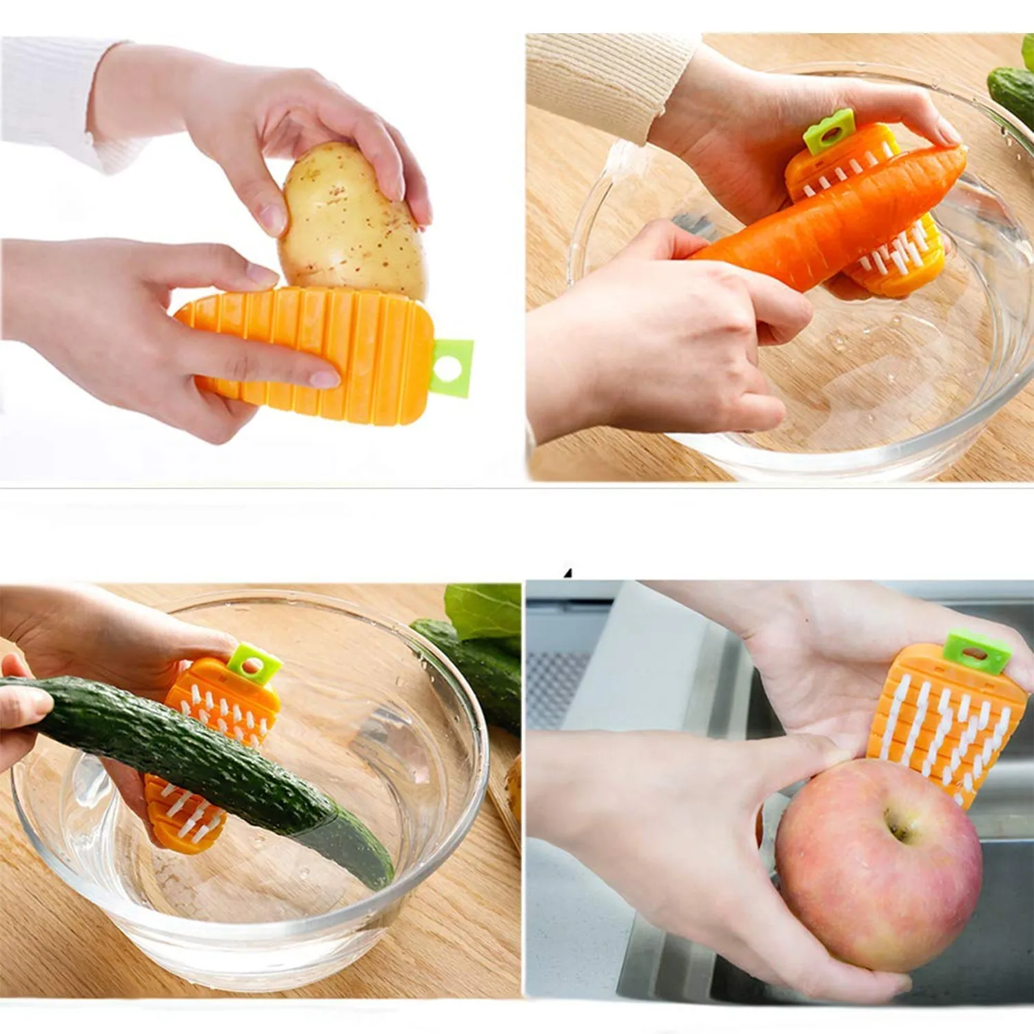 Vegetable Scrubbing Brush, Vegetable Scrubber NonToxic Fruit Brush Carrot Shape Vegetable Brush for Potato for Vegetable