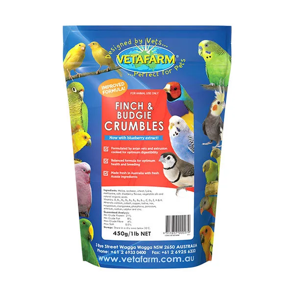 Vetafarm Finch & Budgie Crumbles 450G